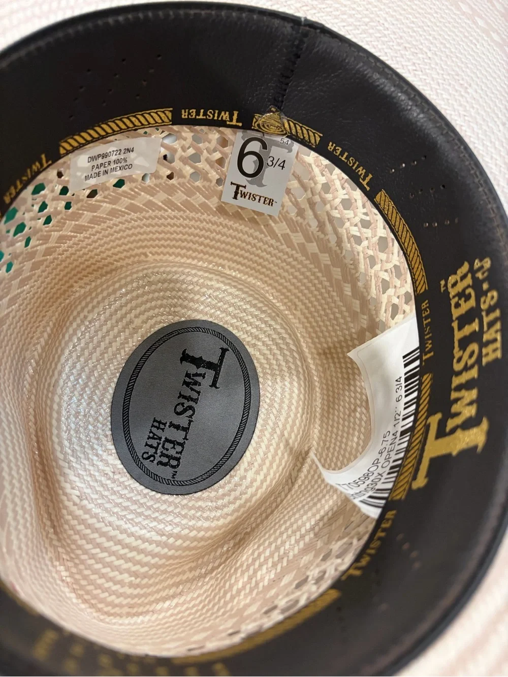Twister Straw Cowboy Hat - Size 6 3/4